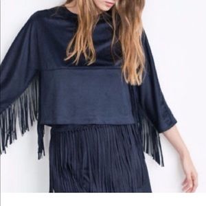 🛑SALE🛑 Zara suede fringe crop top!! 🌚🌚